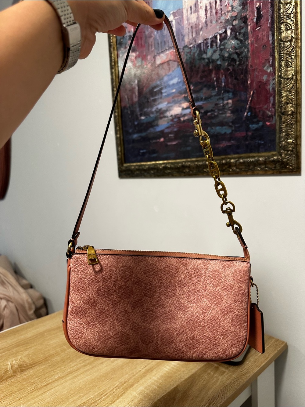 Coach Signature Plaza Shoulder Bag in Melon Pink